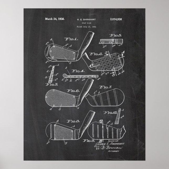 Golf Clubs Patent Poster (Vorne)