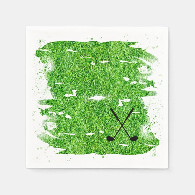 Golf Clubs Silhouette Green Grass Funny Serviette (Vorderseite)
