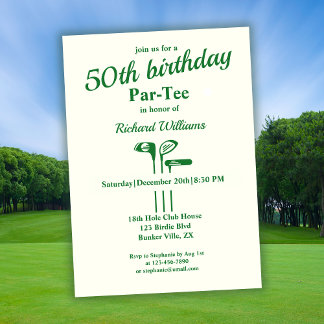 Golf Clubs Themed Par T-Shirt 50. Geburtstagsparty Einladung