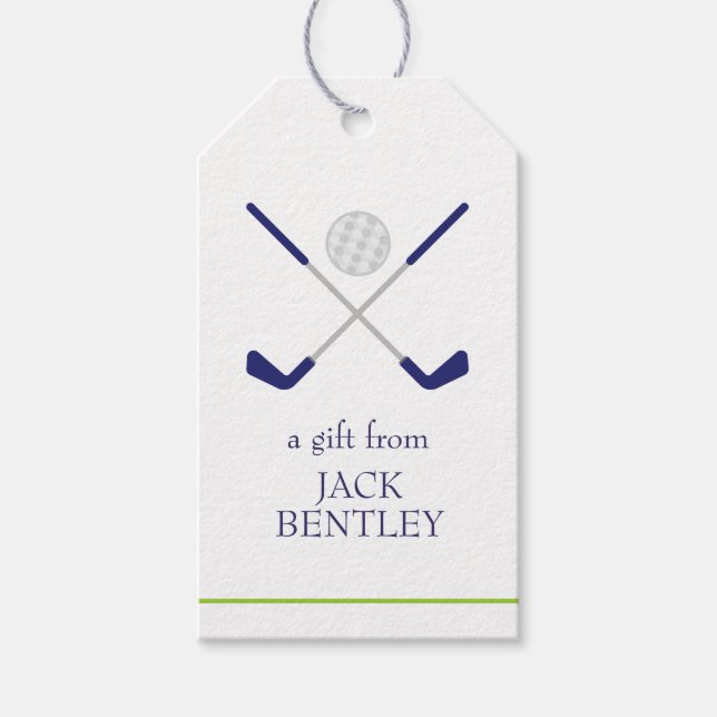 Golf Clubs und Ball Personalisierte Geschenketiket Geschenkanhänger (Vorderseite)