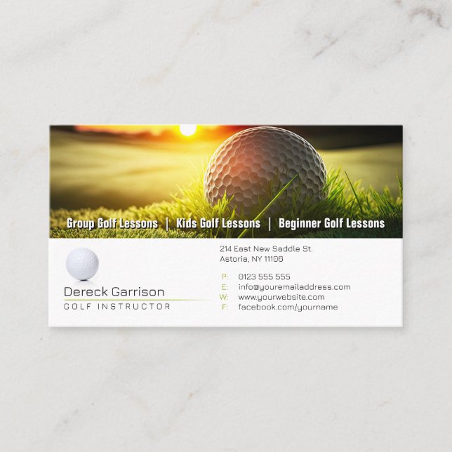 Golf Coach | Beruflicher Golflehrer Visitenkarte (Vorderseite)