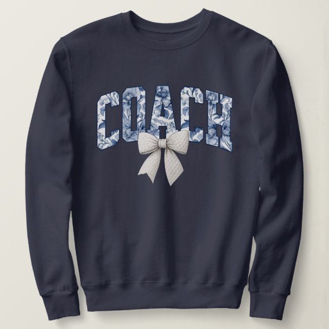 Golf Coach Blue Floral Bow Sweatshirt (Design vorne)