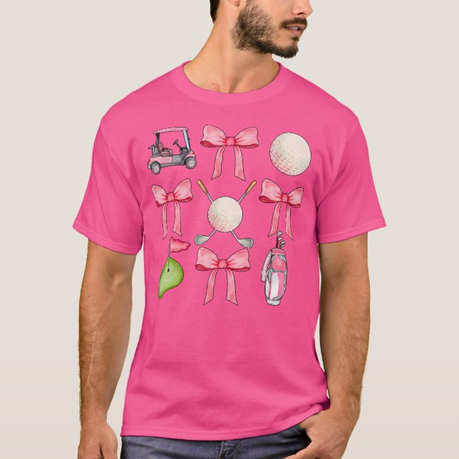 Golf Coquette Bow Golf Ball Mama Game Day Golfplat T-Shirt (Vorderseite)