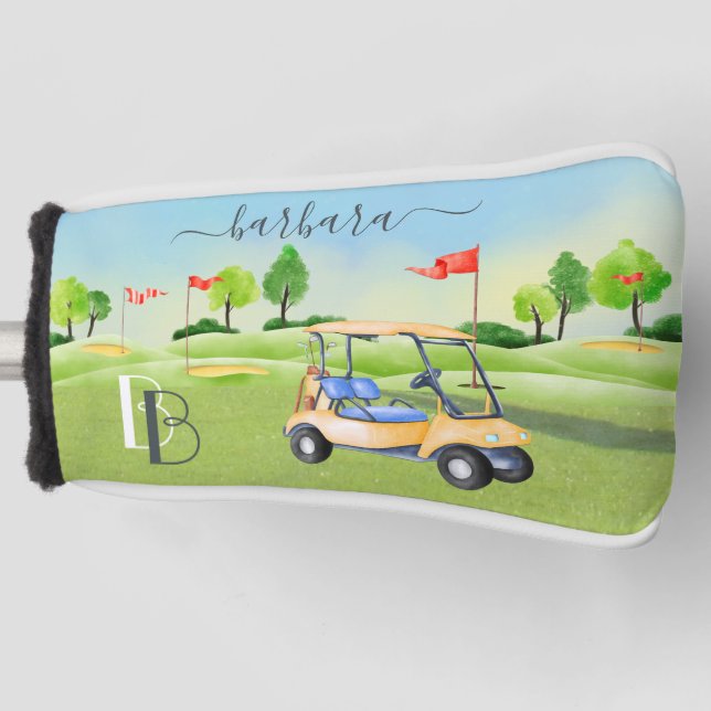 Golf Course Cart Women Monogram Name Putter Golf Headcover (Vorderseite)