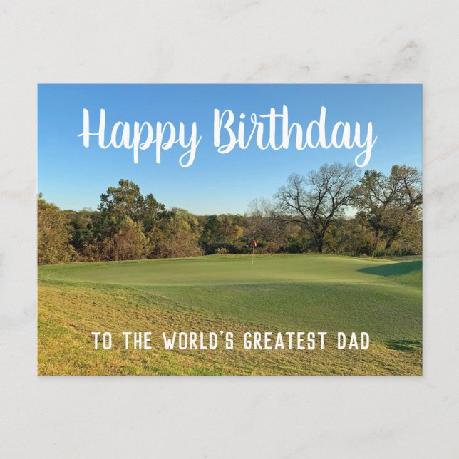 Golf Course Foto Custom Happy Geburtstag Vater Postkarte (Vorderseite)