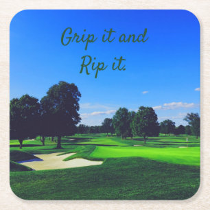 Golf Course Grip es und Rip it Rechteckiger Pappuntersetzer