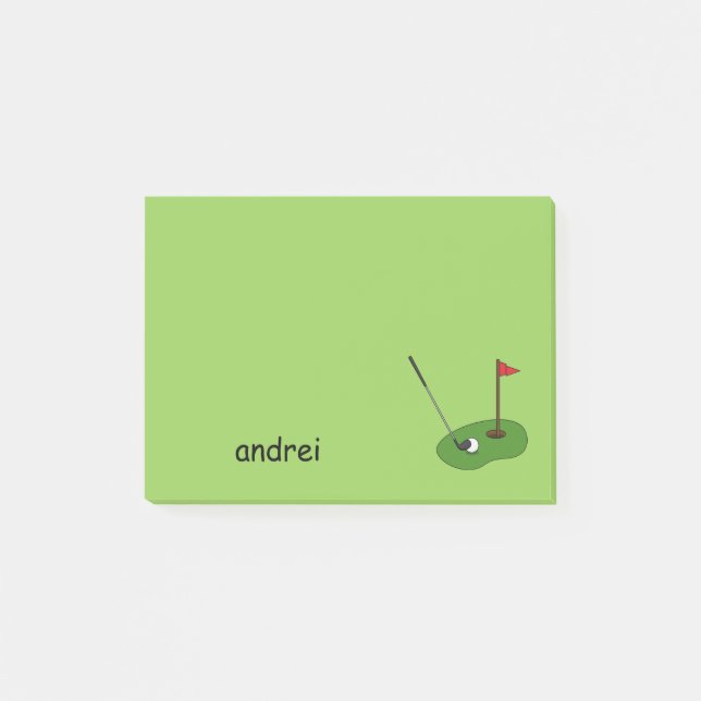 Golf Course Hole mit Flag personalize Post-it Klebezettel (Vorderseite)