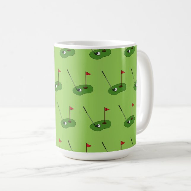 Golf Course Hole mit Flaggenmuster Kaffeetasse (VorderseiteRechts)