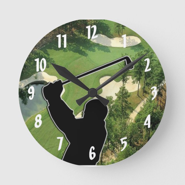 Golf Course   Runde Wanduhr (Vorderseite)