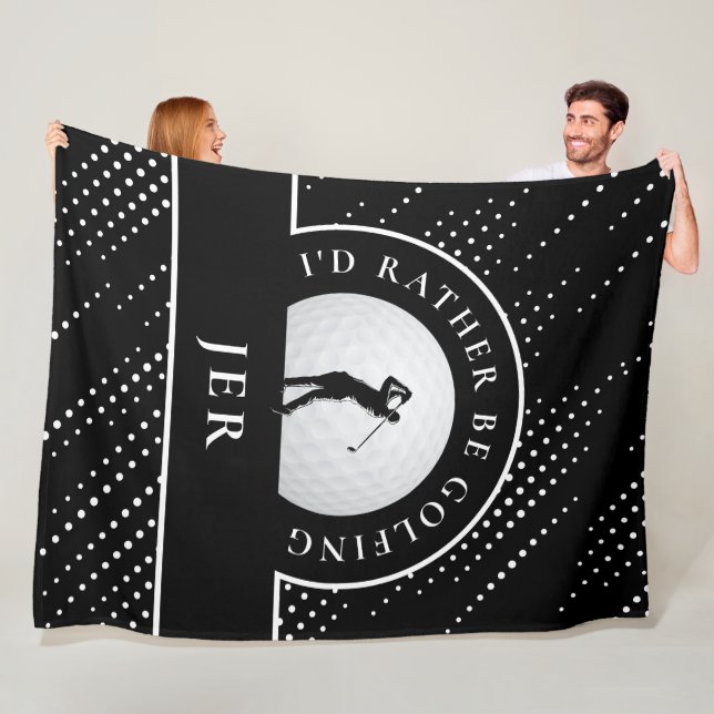Golf Custom Male Golfer Silhouette Schwarz & Weiß Fleecedecke (Beispiel)
