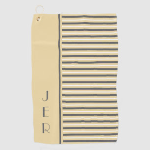 Golf Custom Monogram Initials Yellow Grey Stripe Golfhandtuch
