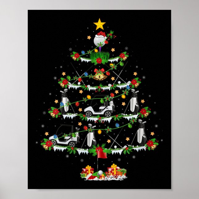 Golf Damen Weihnachtsbaum Lichter Golf Srts Spiele Poster (Vorne)