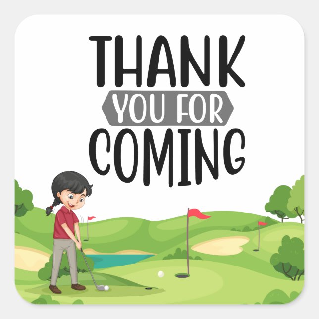 Golf danke Ihnen, dass die Golferin grün ist Quadratischer Aufkleber (Vorderseite)