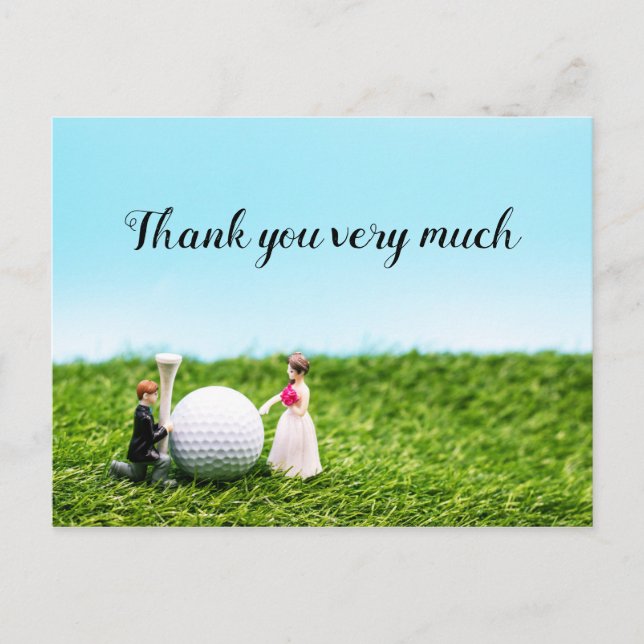 Golf danke Ihnen Karte Hochzeit mit Braut und Bräu (Vorderseite)