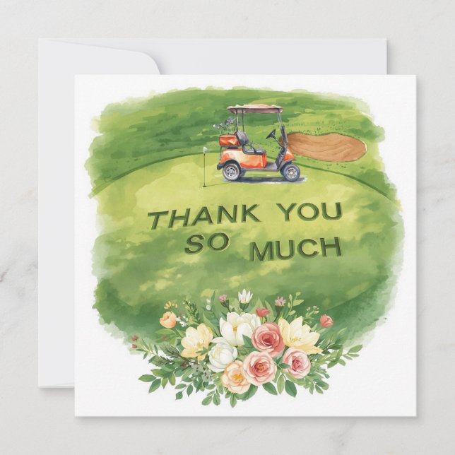 Golf danke Ihnen Text für Golfer mit Blume (Vorderseite)