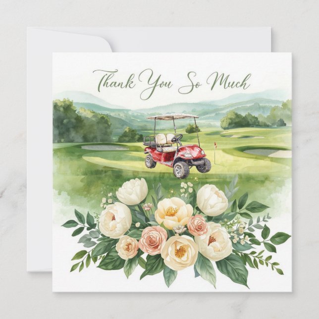 Golf danke Ihnen Text für Golfer mit Blume (Vorderseite)