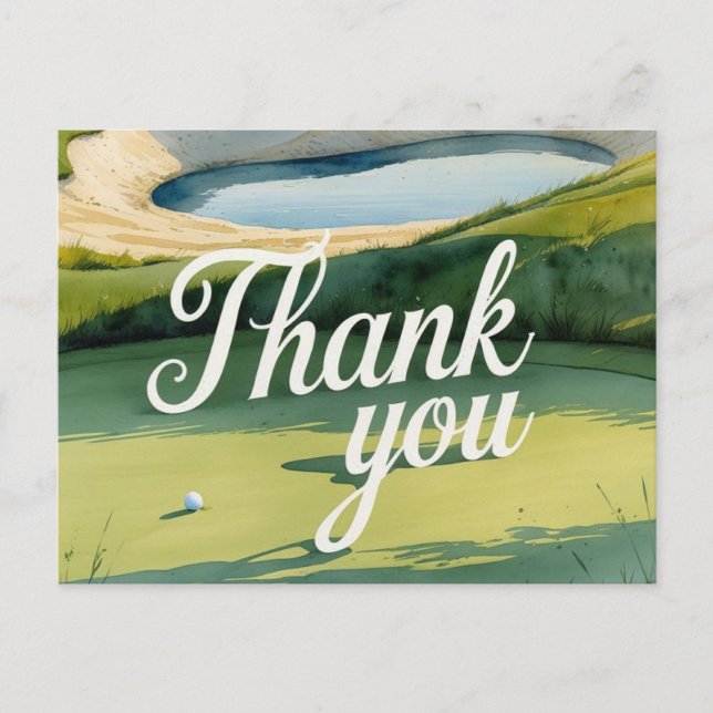 Golf Danke-Text auf Putting Green Postkarte (Vorderseite)