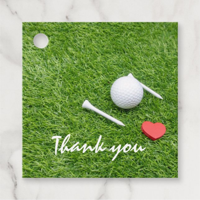 Golf Dankeschön Aufkleber mit Golfball und Tee-Lie Geschenkanhänger (Vorderseite)
