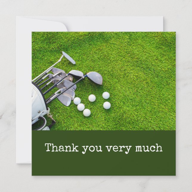 Golf Dankeschön Karte mit Golf Club Ball Tasche (Vorderseite)
