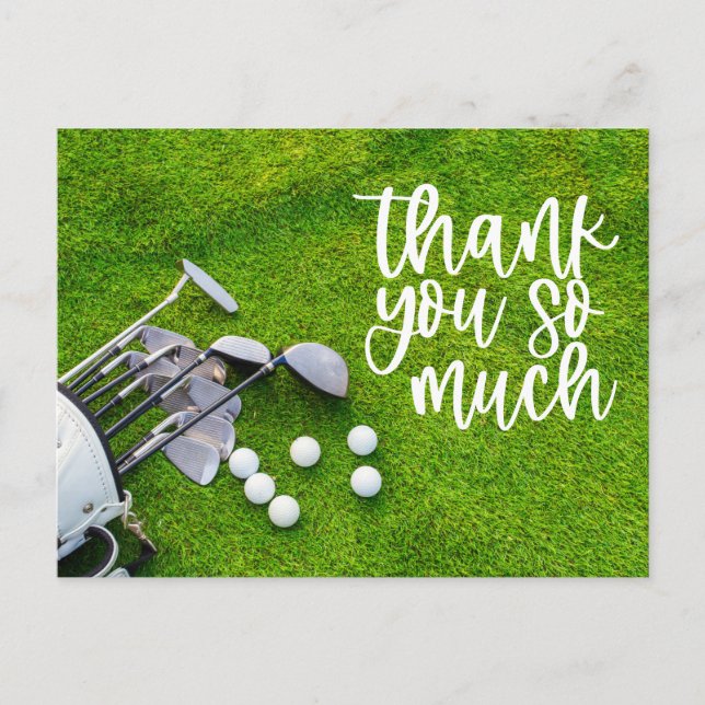 Golf Dankeschön Karte mit Golf Club Ball Tasche (Vorderseite)