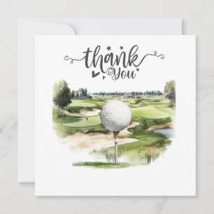 Golf Dankeschön Karte mit Golfball auf Abschlag