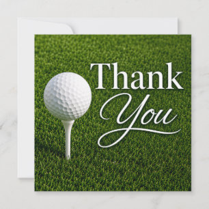 Golf Dankeschön-Karte mit Golfball auf Tee Dankeskarte