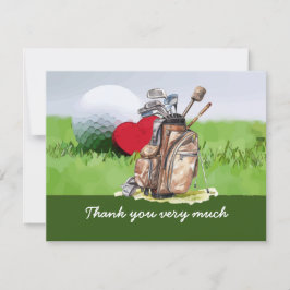 Golf Dankeschön Karte mit Golfball und Herz Liebe