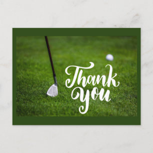 Golf Dankeschön Karte mit Golfbügeleisen auf grün