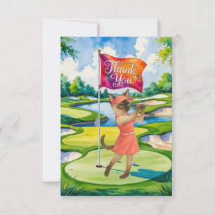 Golf Dankeschön Karte mit Golfer Cat Liebhaber auf