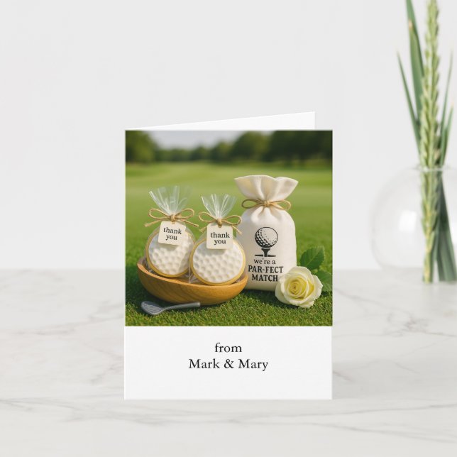 Golf Dankeschön Karte mit Golfgeschenken Souvenirs (Vorderseite)