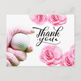 Golf Dankeschön Karte mit rosa Blume