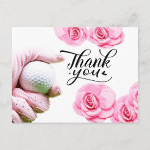 Golf Dankeschön Karte mit rosa Blume