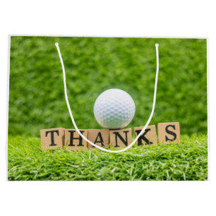 Golf-Dankeskarte mit Golfball auf Tee Große Geschenktüte