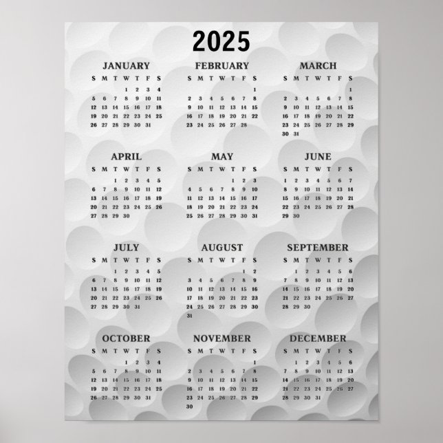 Golf Design 2025 Kalender Poster (Vorne)