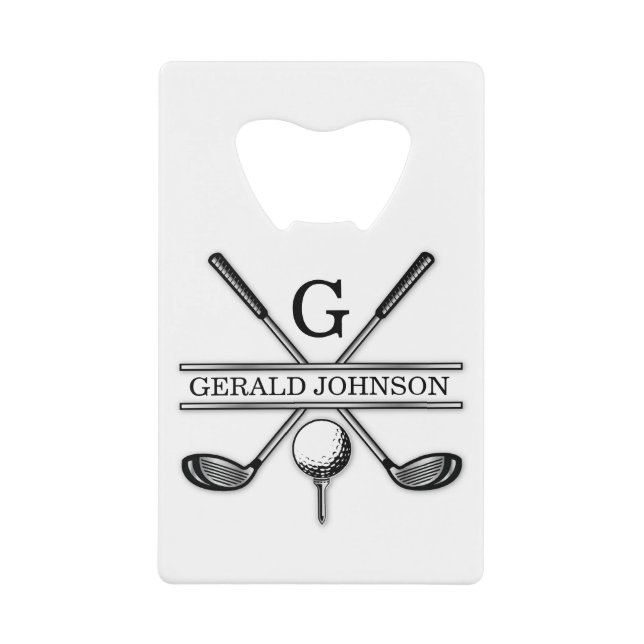 Golf Design Monogram Template Credit Card Bottle O Geldbeutel Flaschenöffner (Vorderseite)