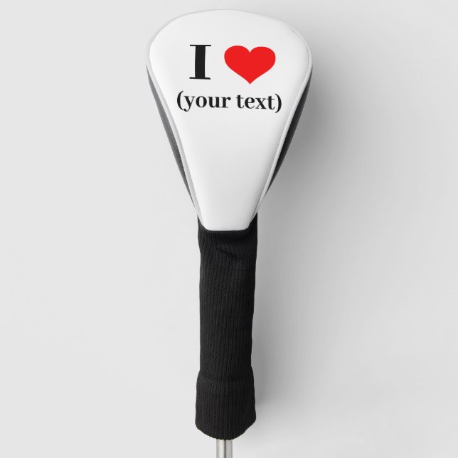 Golf Detiver Cover - Custom I heart (dein Text) Golf Headcover (Vorderseite)