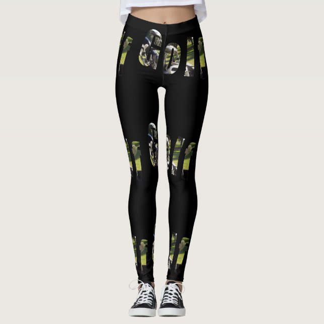 Golf Dimensional Logo, Ladys Black Leggings. Leggings (Vorderseite)