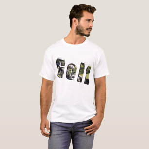 Golf Dimensional Logo, Mens White Tshirt. T-Shirt
