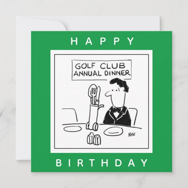 Golf Dinner has Cutlery on Golf Trolley Cartoon Karte (Vorderseite)