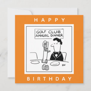 Golf Dinner has Cutlery on Golf Trolley Cartoon Karte