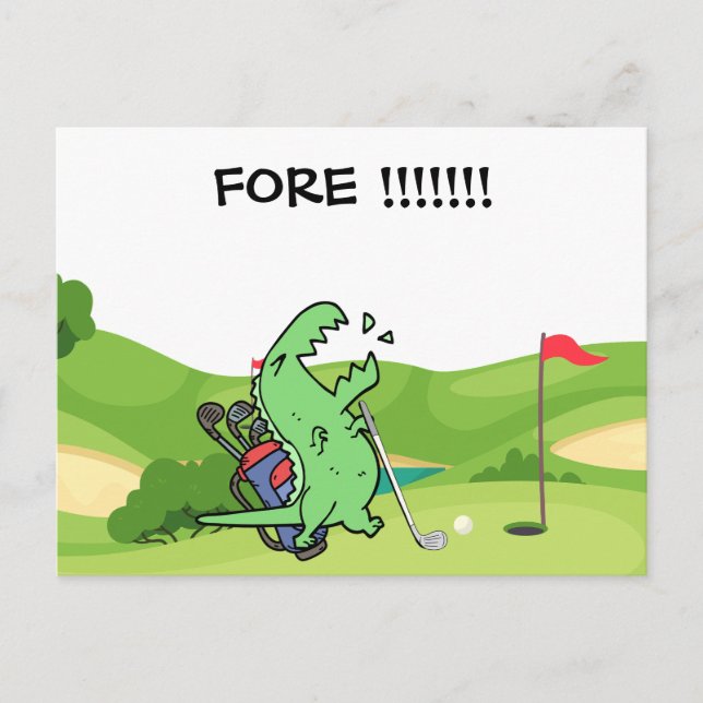 Golf Dinosaurier Golfen Schrei FORE lustigen Golfe Postkarte (Vorderseite)