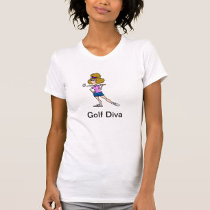 Golf-Diva-T-Shirt mit Cartoon-Frauen-Golfspieler T-Shirt