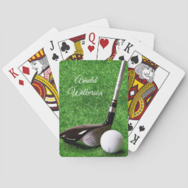 Golf Driver und Ball auf Gras personalisieren Spielkarten