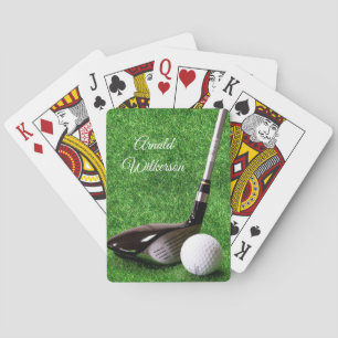 Golf Driver und Ball auf Gras personalisieren Spielkarten