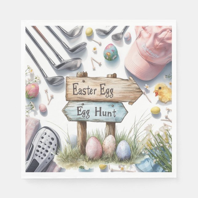 Golf Easter eggs balls and flower and equipment Serviette (Vorderseite)