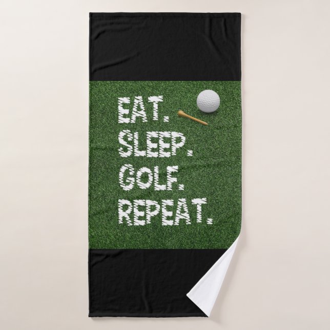 Golf Eat Sleep Golf Répéter avec putter et balle   (Serviette de bain)