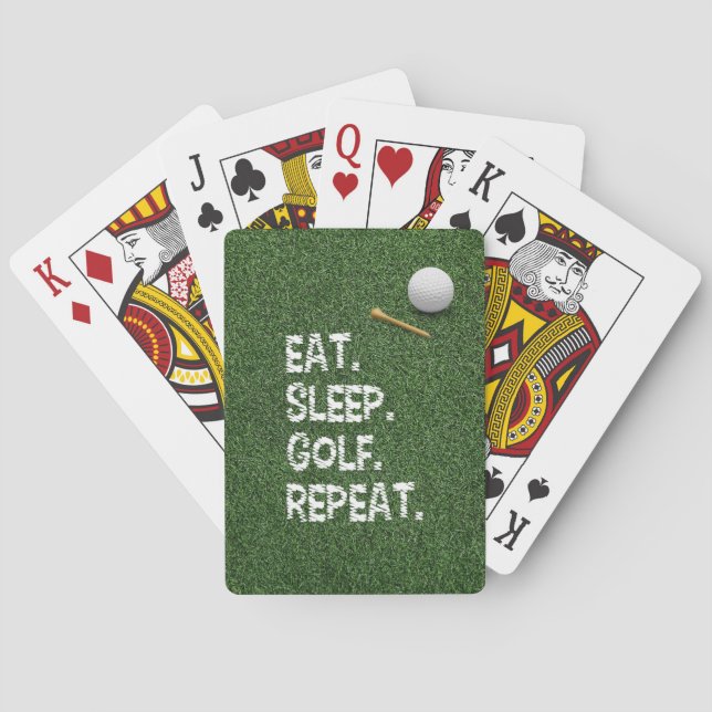 Golf Eat Sleep Golf Wiederholung mit Putter und Ba Spielkarten (Rückseite)