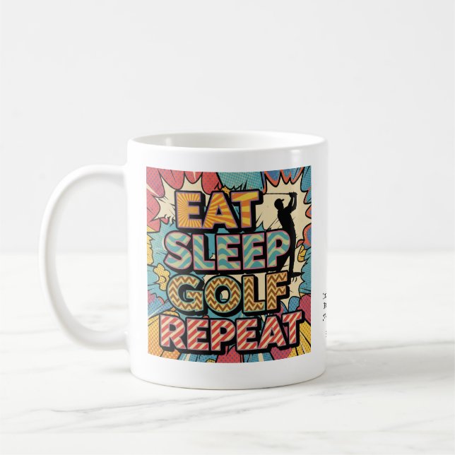 Golf Eat Sleep Repeat Pop Art Personalized Kaffeetasse (Links)