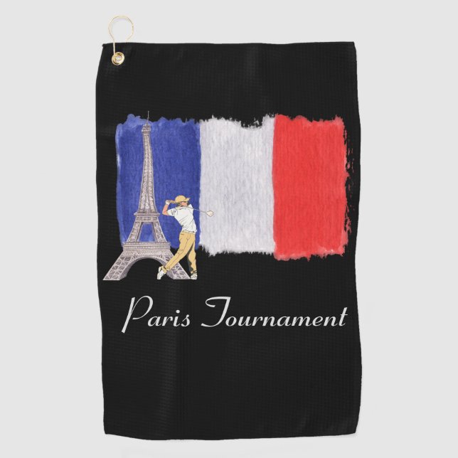 Golf Eiffel Turm mit französischer Goldflagge Fran Golfhandtuch (Vorderseite)