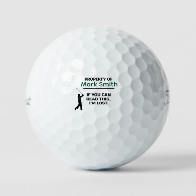 Golf-Eigentum des Golfers, der den Ball mit Namen  (Vorderseite)